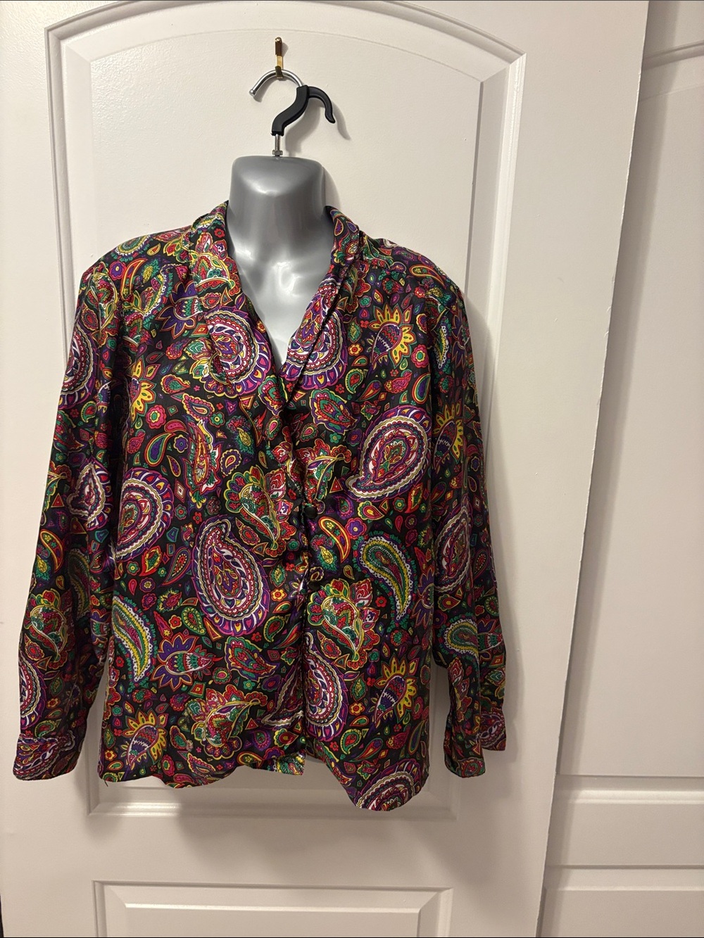 Vibrant Multicolor Paisley Button-Front Blouse
